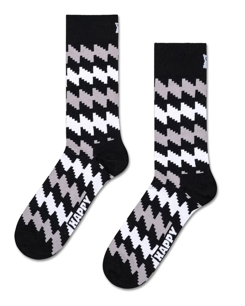 Happy Socks Socken mit Stretch und Zick Zack-Motiven in Schwarz