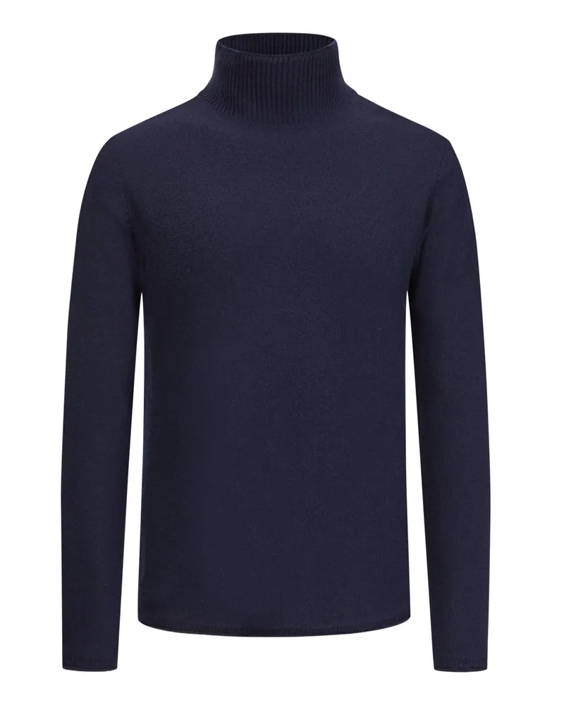 Hannes Roether Pullover mit Turtleneck, Rollkanten und Kaschmiranteil Marine