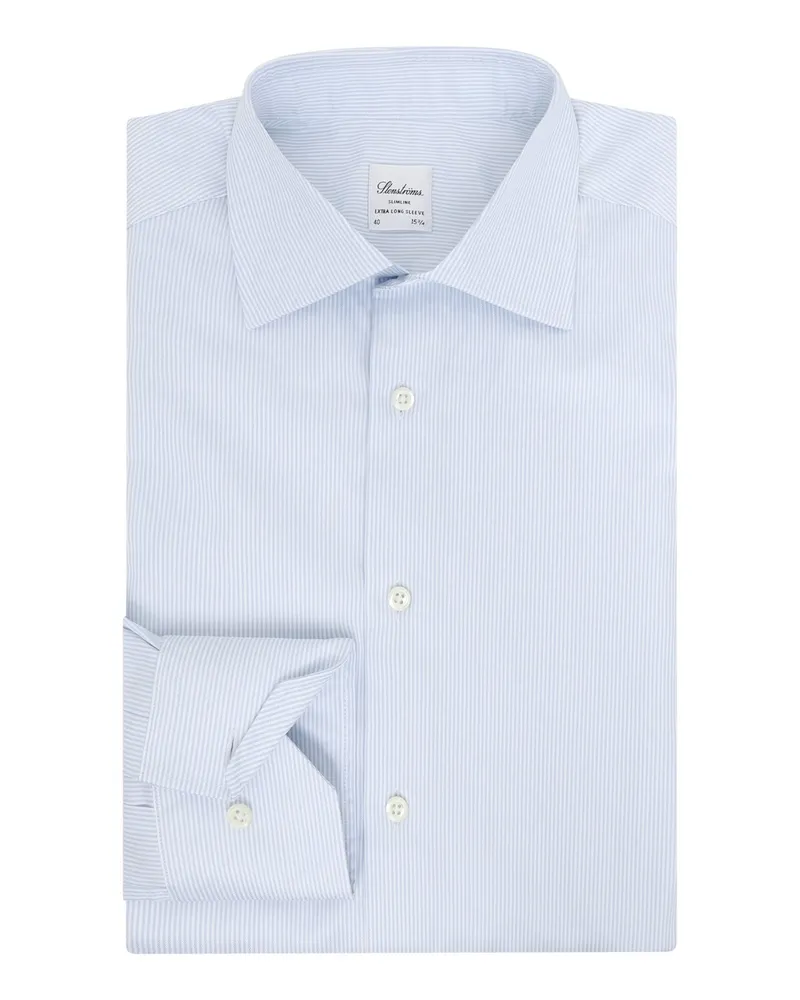 Stenströms Vollzwirn Baumwollhemd mit feinem Streifen, Slimline, extralang in Flieder