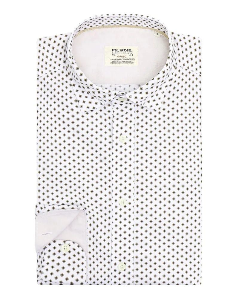 FIL NOIR Gemustertes Hemd aus Baumwolle, Shaped Fit in Khaki