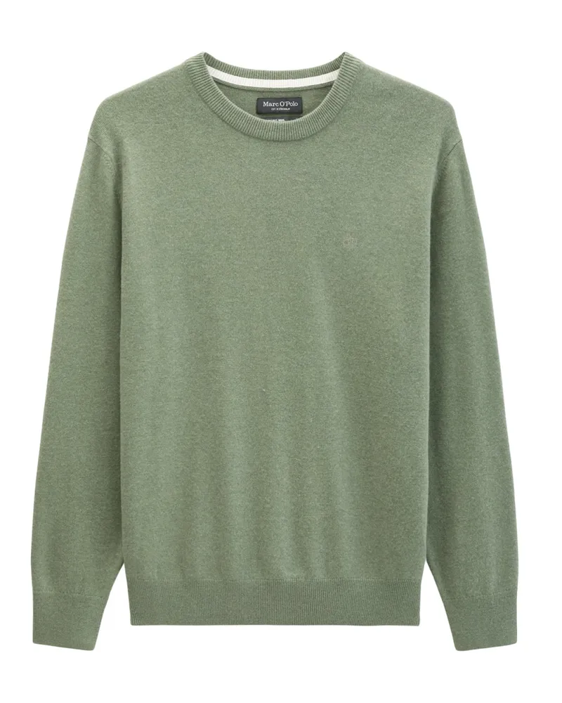 Marc O'Polo Leichter Glattstrick-Pullover aus einem Bio Baumwolle-Schurwollmix, Regular Fit in Grün