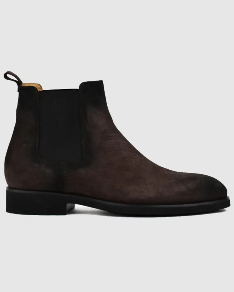 SCHUHE & HANDWERK Handgefertigte Chelsea Boots JACK mit ultraleichter Gummisohle in Dunkelbraun