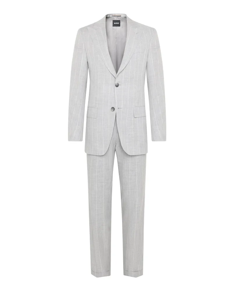 HUGO BOSS Einreihiger Anzug aus einem Baumwolle-Schurwolle-Mix mit Nadelstreifen in Hellgrau