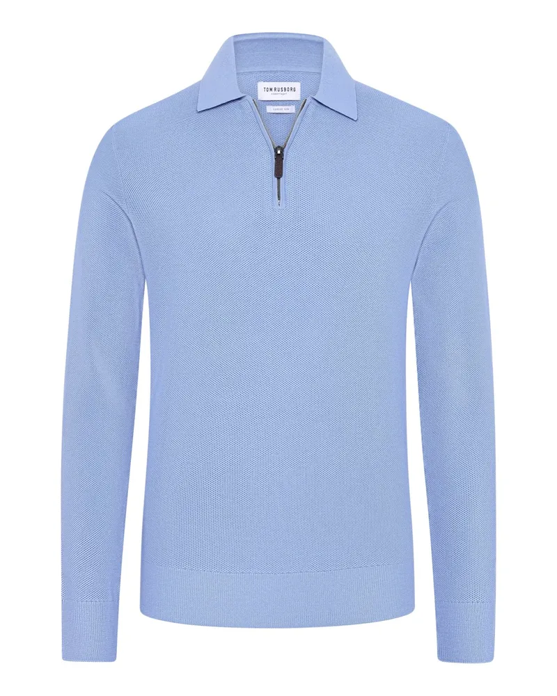 Tom Rusborg Troyer mit Umlegekragen und Seidenanteil in Hellblau