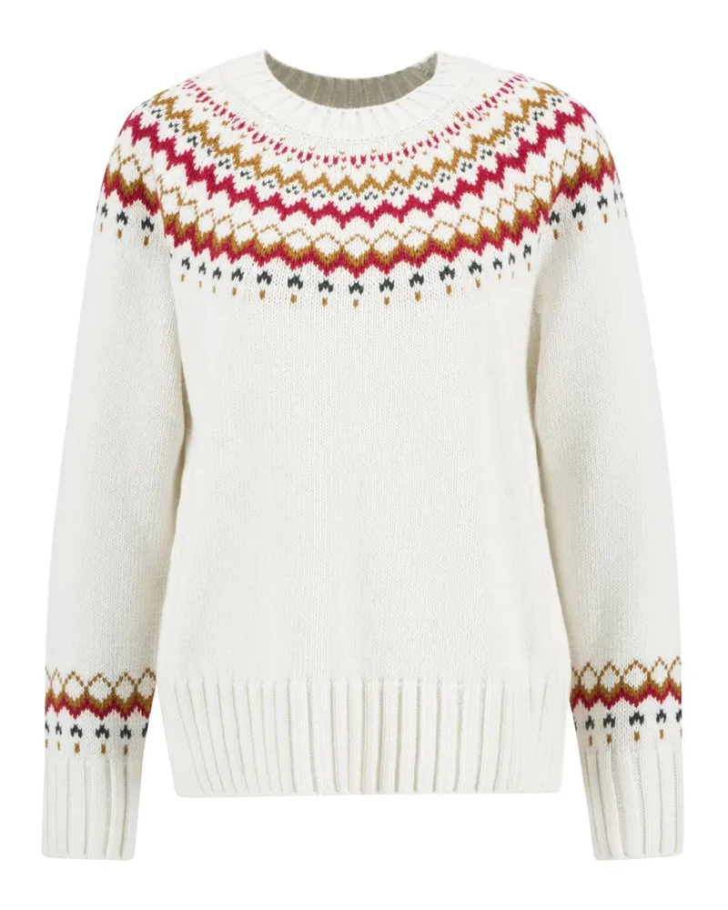 Barbour Damen--Pullover mit Streifen-Akzenten aus einem Baumwollgemisch in Offwhite