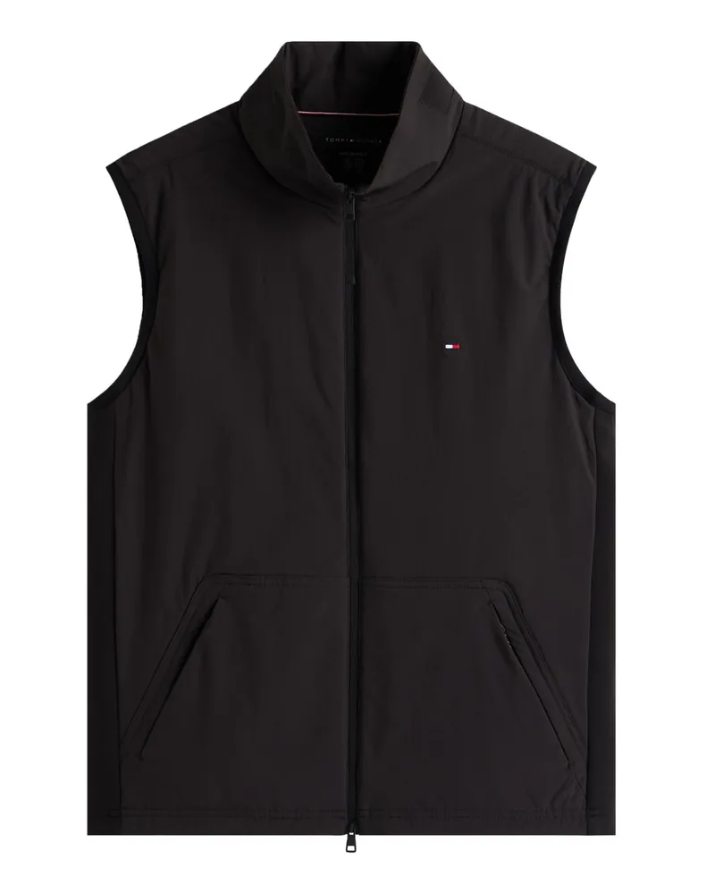 Tommy Hilfiger Leichte Weste mit Logo-Aufnäher und Stretchanteil in Schwarz