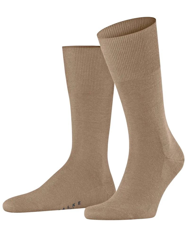 Falke Glatte Socken Airport mit klimaregulierender Merinowolle in Beige
