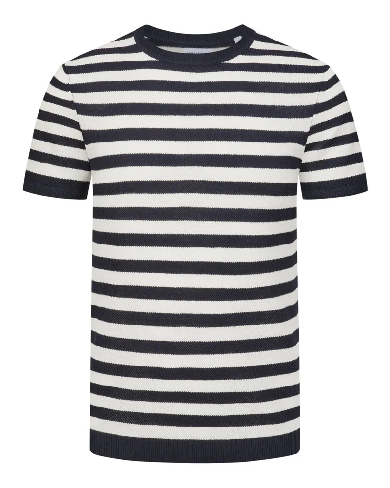 Tom Rusborg Gestreiftes Strickshirt aus Leinen-Mix in Marine