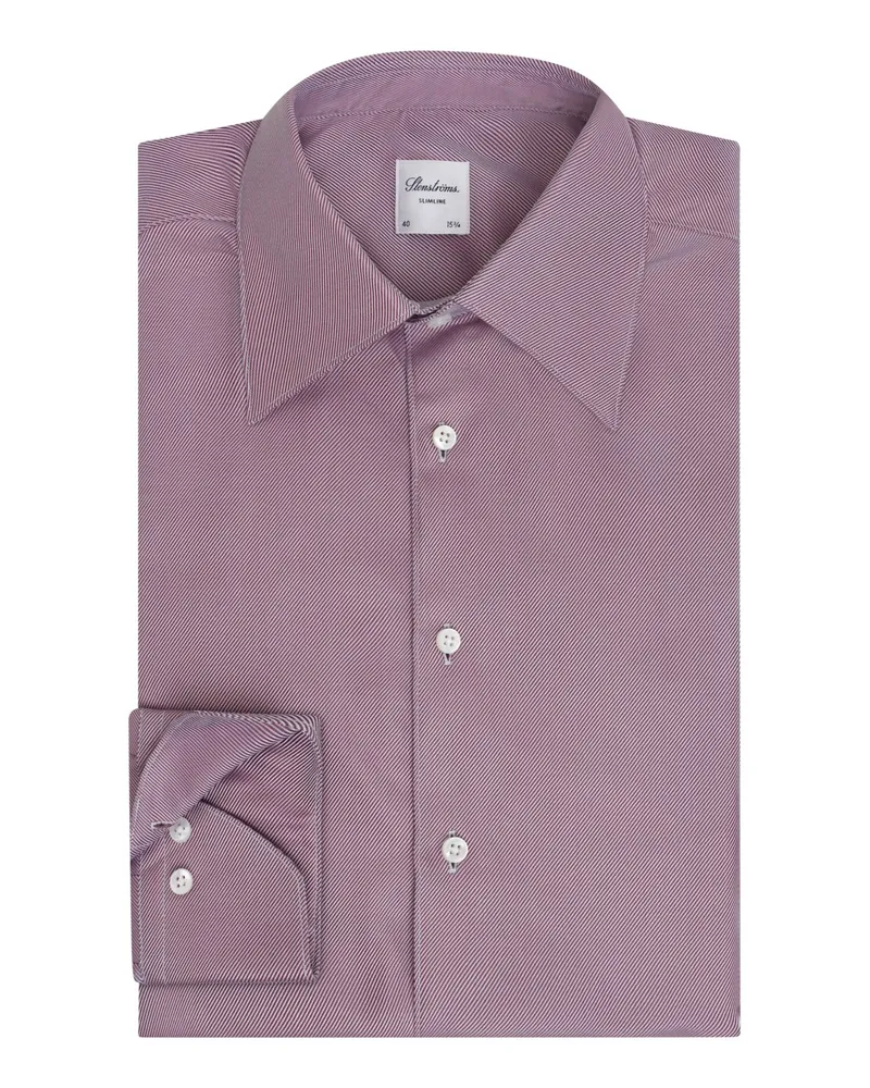 Stenströms Unifarbenes Twill-Hemd aus Twofold Super Cotton mit Kentkragen, Slimline in Rot