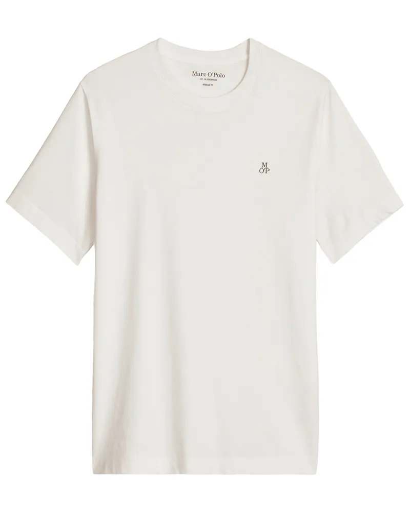 Marc O'Polo Unifarbenes T-Shirt mit kleinem Label-Print in Offwhite