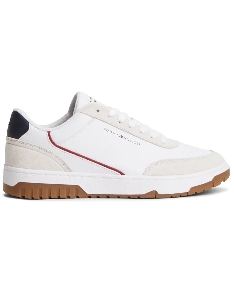 Tommy Hilfiger Sneaker aus Glattleder und Veloursleder mit Label-Schriftzug in Weiß