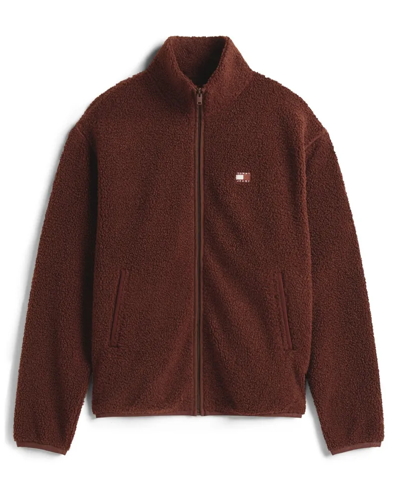 Tommy Hilfiger Übergangsjacke in Teddyfell-Qualität mit Logo-Aufnäher in Braun
