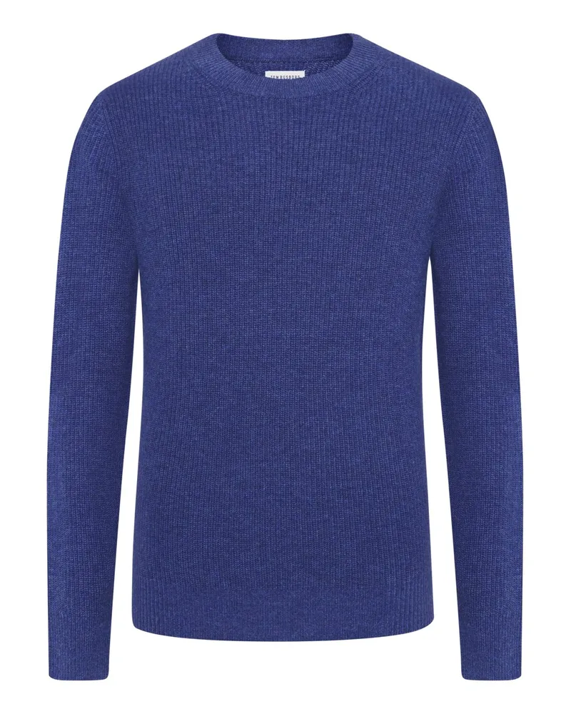 Tom Rusborg Softer Rundhalspullover aus einem Merinowolle-Kaschmir-Mix in Königsblau