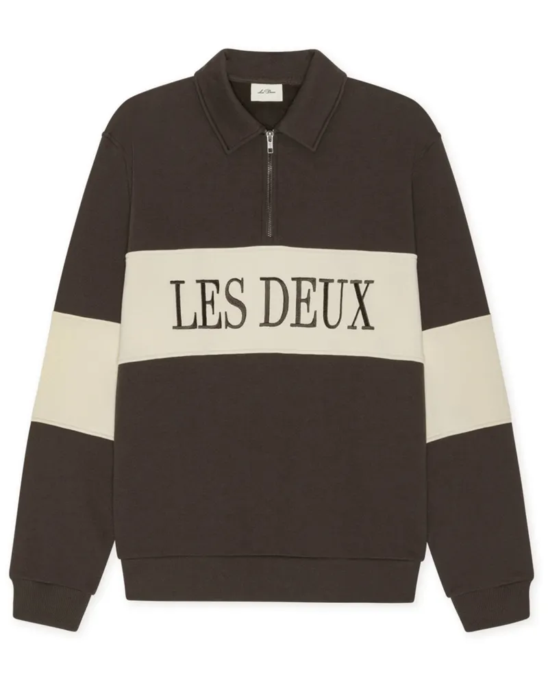 LES DEUX Rugby-Shiret mit Label-Bruststreifen, Regular in Dunkelbraun