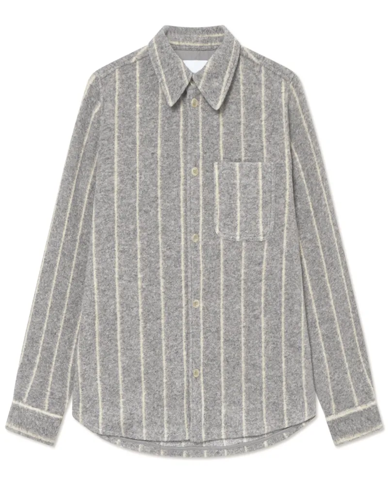 LES DEUX Softes Overshirt in Woll-Haptik mit Nadelstreifen in Hellgrau