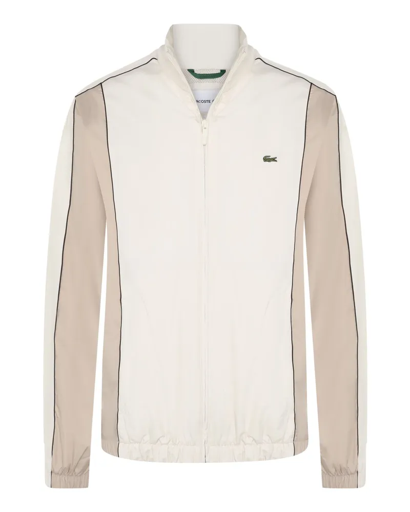 Lacoste Wasserabweisende Trainingsjacke in Colorblock-Design in Beige