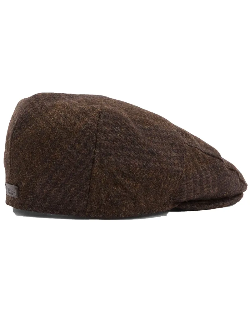 Barbour Schiebermütze aus Wolle mit Pepita-Muster in Braun