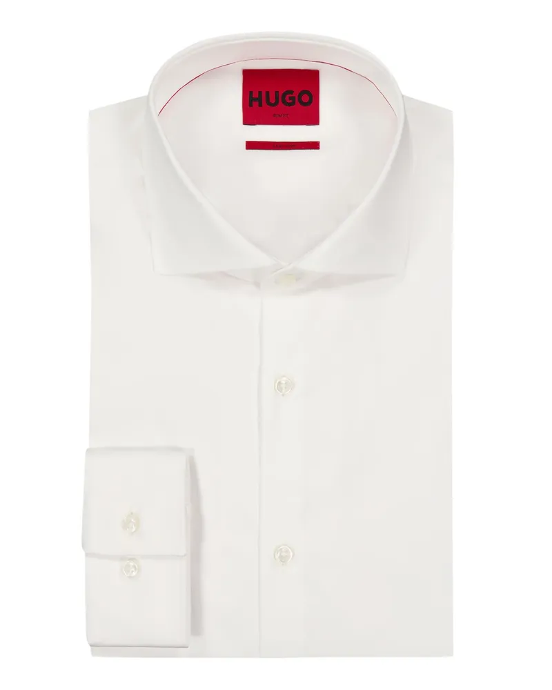 HUGO BOSS Unifarbenes Casual Hemd, Slim Fit in Weiß