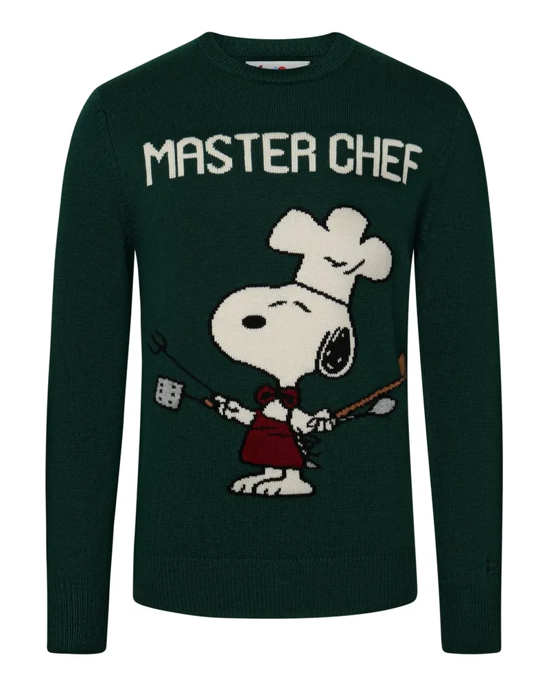 MC2 Saint Barth Softer Rundhalspullover aus einem Wolle-Kaschmir-Mix mit Snoopy-Motiv in Dunkelgrün