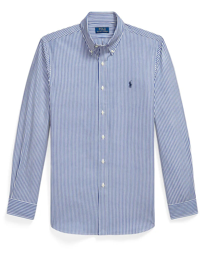 Ralph Lauren Custom Fit Stretch-Hemd mit Streifen und kleiner Pony-Stickerei in Königsblau