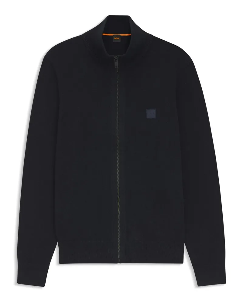 HUGO BOSS Leichte Strickjacke mit Kaschmir und Label-Stickerei in Marine