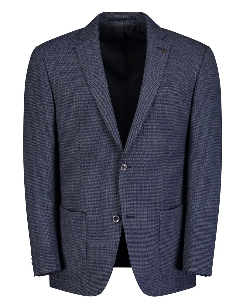 Roy Robson Sakko mit feinem Dot-Muster aus einem Schurwoll-Mix, Regular Fit in Blau