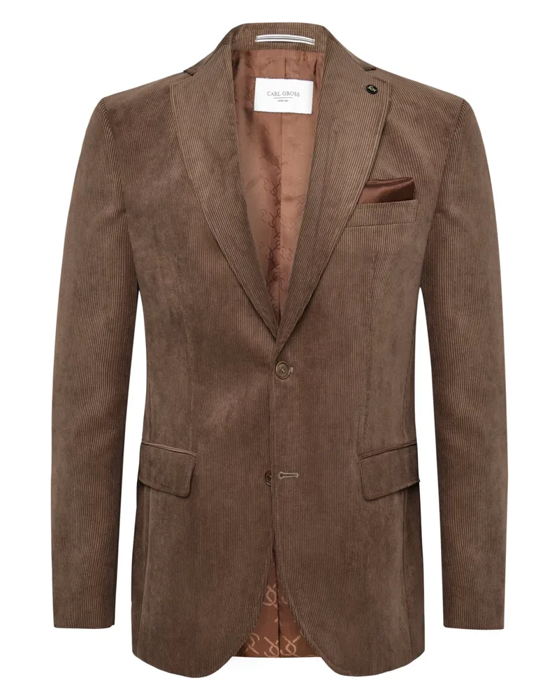 Carl Gross Einreihiges Cord-Sakko Theo mit fallendem Revers, Modern Fit in Cognac