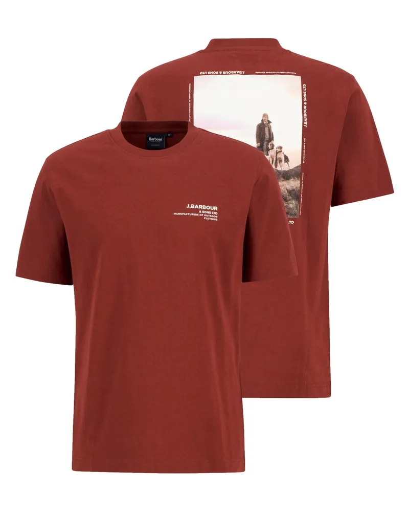 Barbour T-Shirt mit beidseitigem Print, Relaxed Fit in Rot