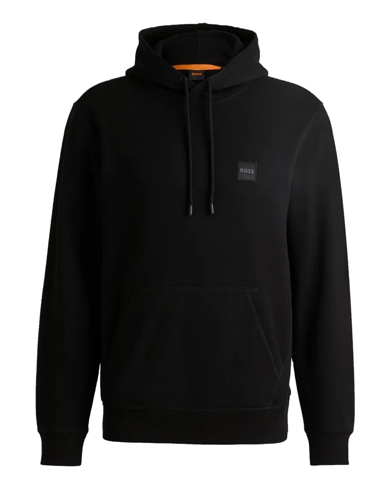 HUGO BOSS Hoodie aus Baumwolle mit Label-Aufnäher in Schwarz