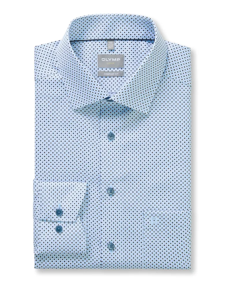 Olymp Luxor, Comfort Fit, Baumwollhemd mit Print in Blau