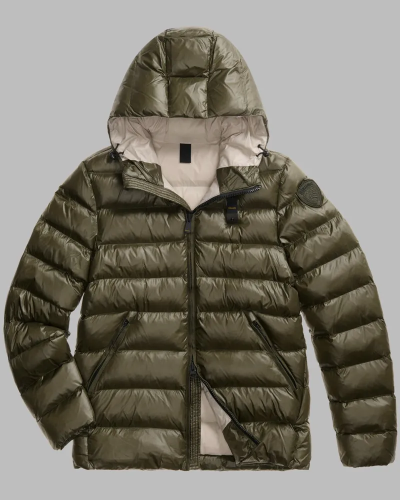 Blauer Steppjacke Adams mit Kapuze und Sorona®-Isolation in Dunkelgrün