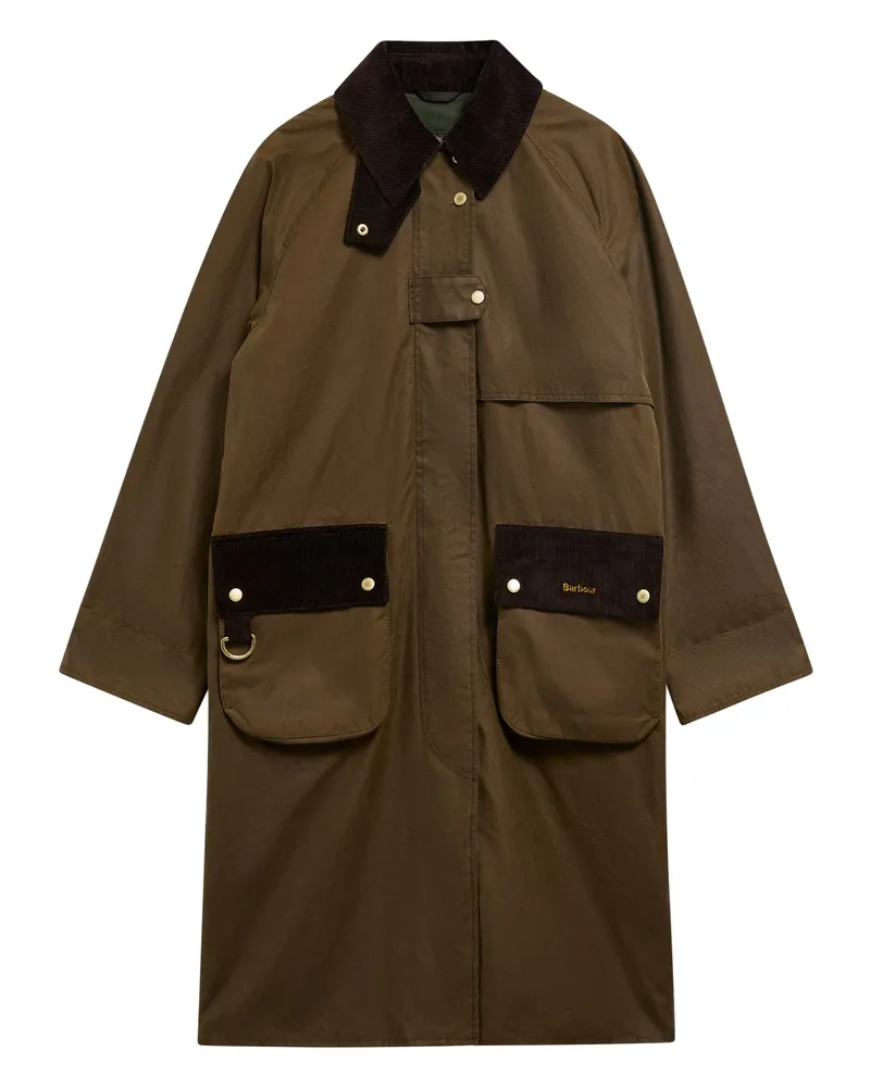 Barbour Wachsmantel Kirklees mit Cordkragen in Oliv