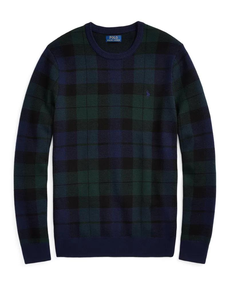 Ralph Lauren Pullover aus Wolle mit Karomuster, Regular Fit in Schwarzblau