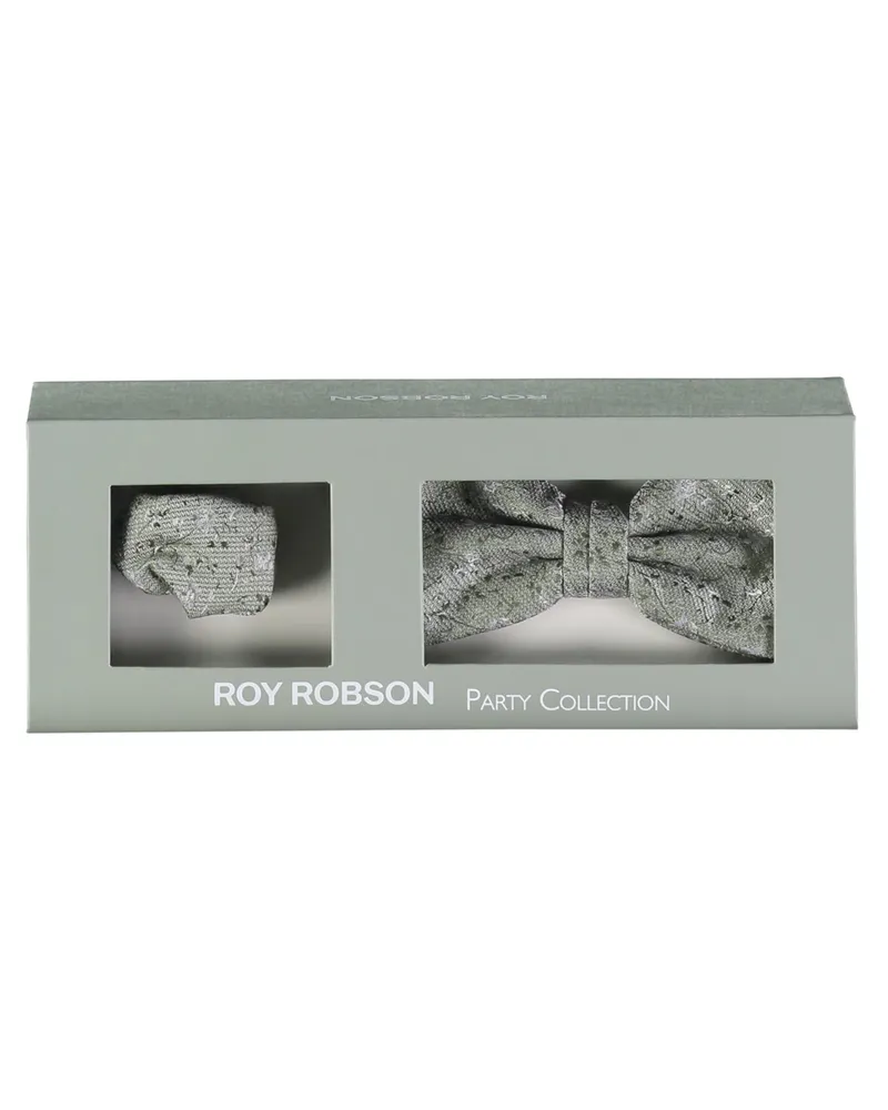 Roy Robson Set aus Fliege und Einstecktuch mit floralem Muster in Grün