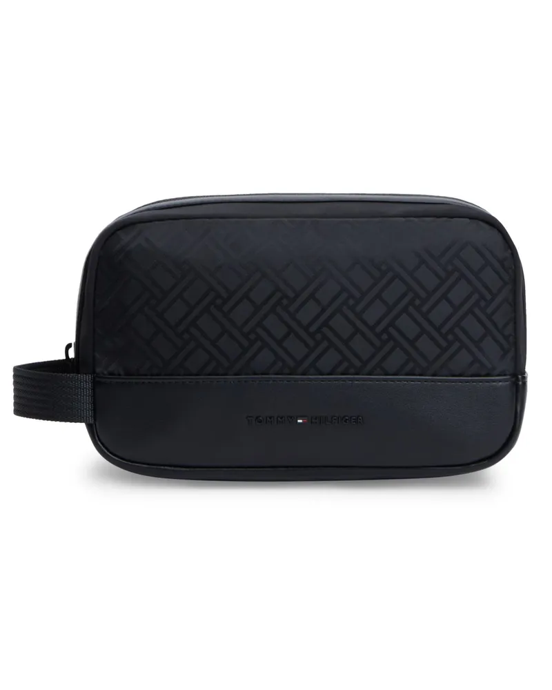 Tommy Hilfiger Nylon-Waschbeutel mit Jaquard-Muster in Schwarz