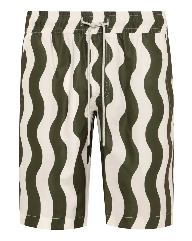 OAS Schnelltrocknende Badeshorts mit gewellten Streifen in Oliv