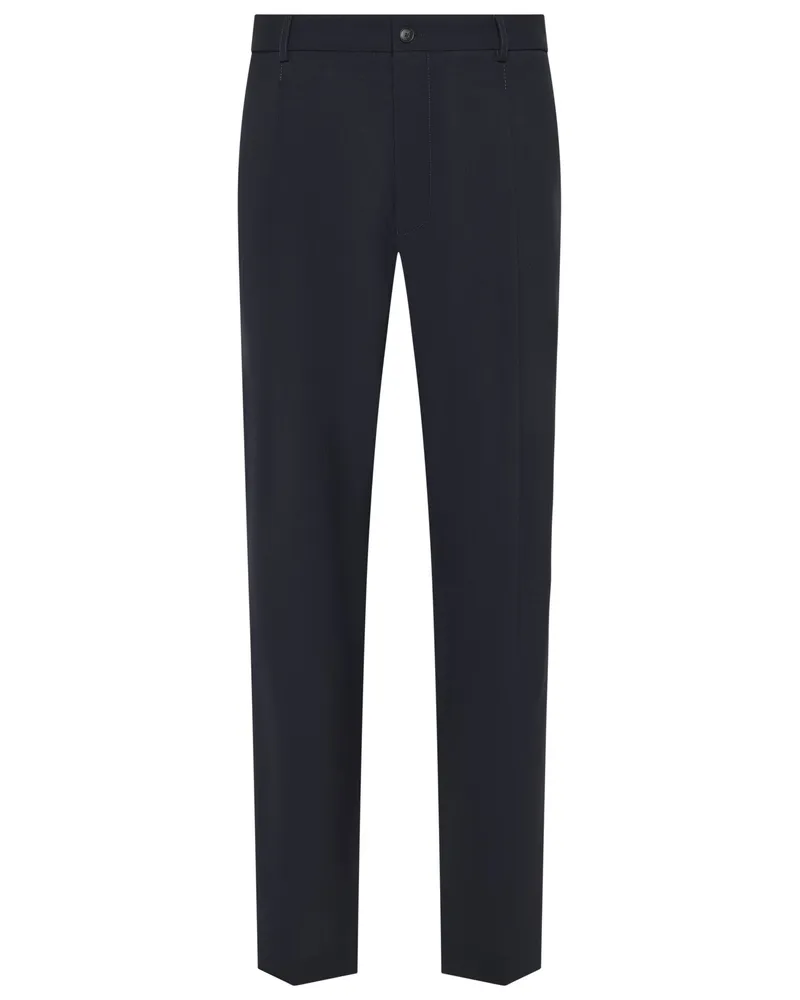 HUGO BOSS Hose aus Schurwolle mit Bundfalte, Relaxed Fit in Marine