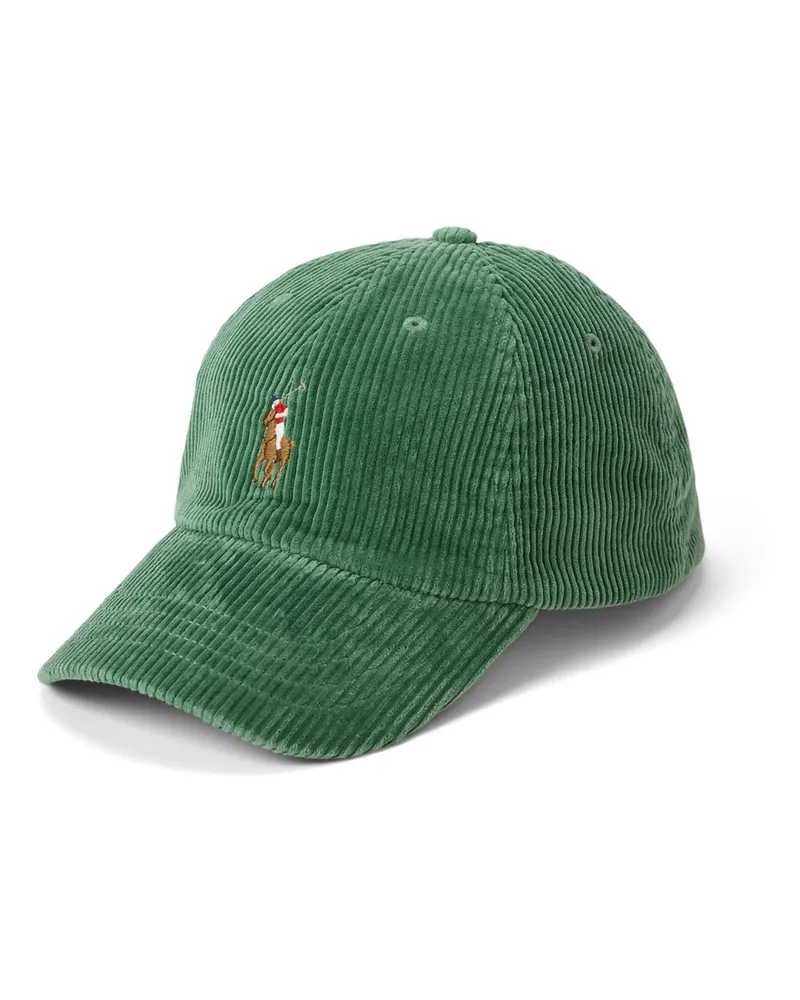 Ralph Lauren Cap in Cord-Qualität mit Poloreiter-Stickerei in Grün
