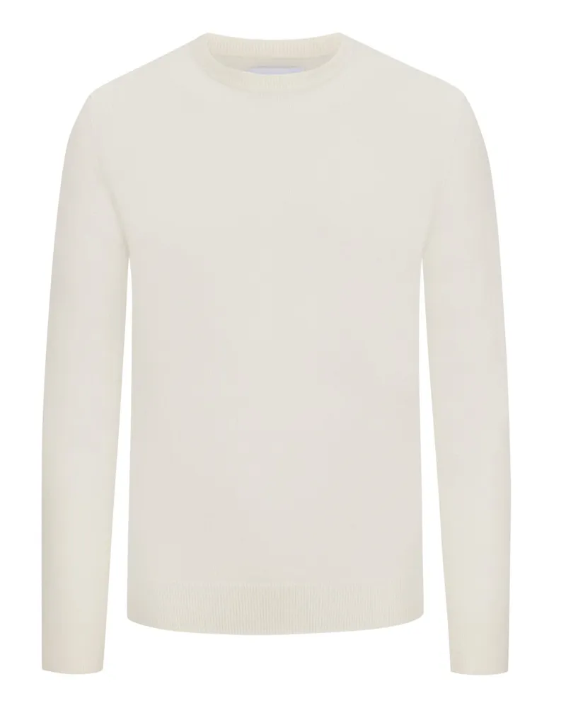 Tom Rusborg Leichter Kaschmirpullover mit Rundhalsausschnitt in Offwhite