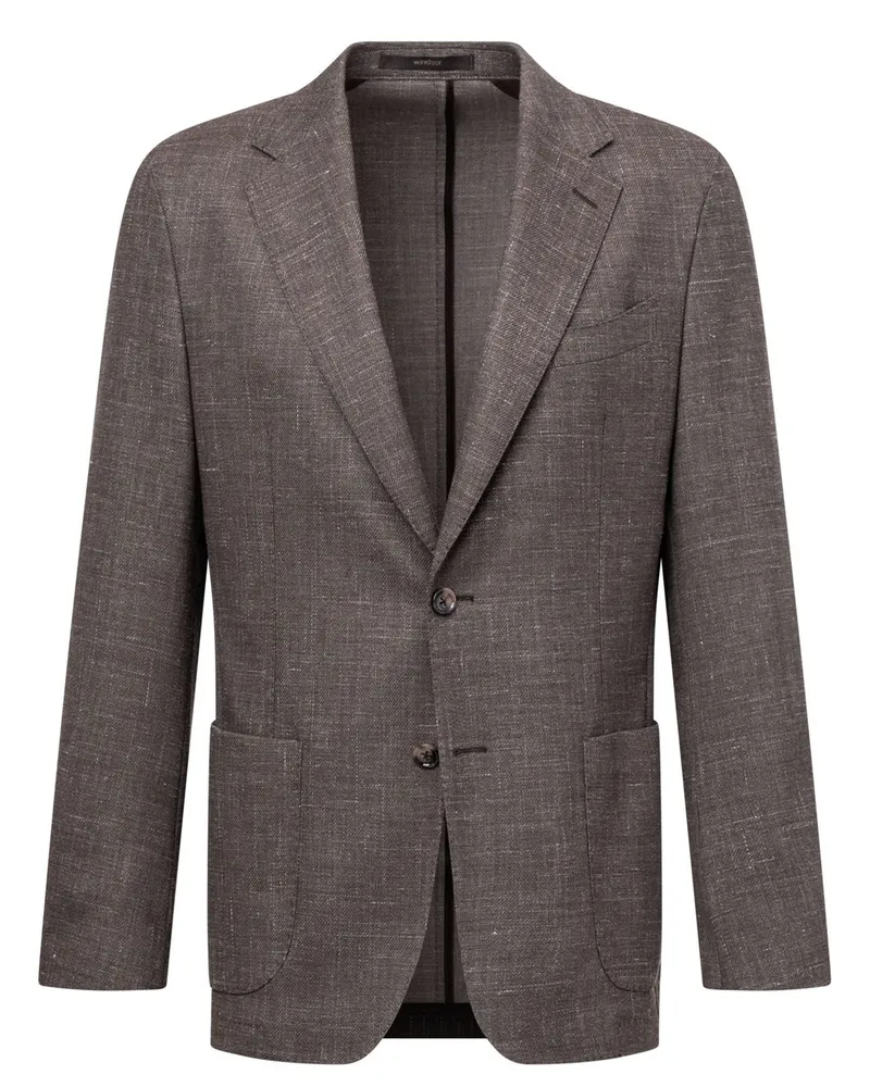 windsor. Ungefüttertes Sakko aus einem Woll-Jersey, Shaped Fit in Braun