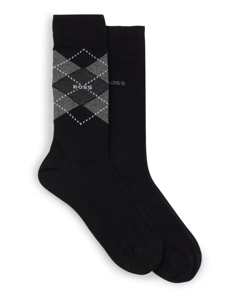 HUGO BOSS 2er-Pack Baumwollsocken mit Stretch in Schwarz