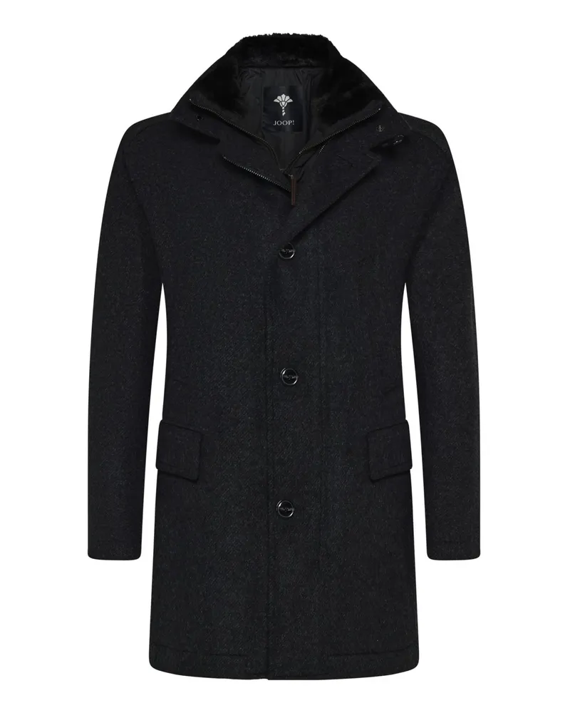 JOOP! Wollmantel mit heraustrennbarer Steppblende in Anthrazit