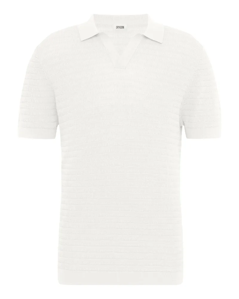 Drykorn Strick-Poloshirt aus Baumwolle mit Variokragen in Natur