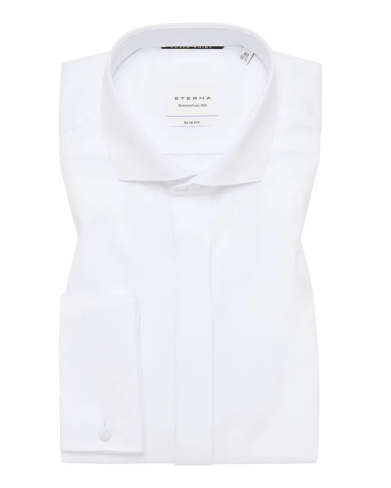 Eterna Unifarbenes Galahemd aus Baumwolle, Slim Fit in Weiß