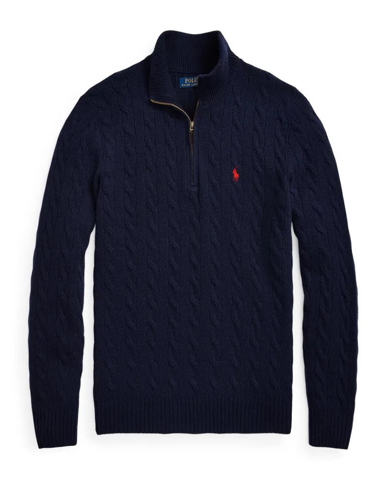 Ralph Lauren Troyer aus Wolle mit Kaschmir in Zopfstrick-Optik in Marine