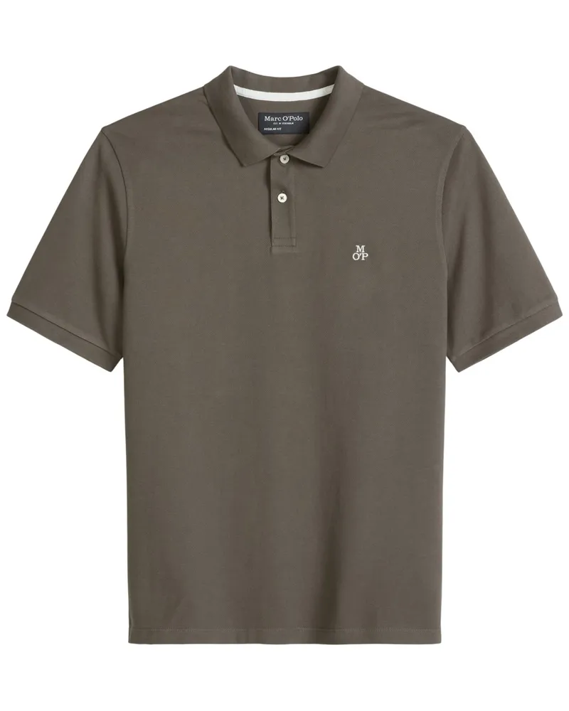 Marc O'Polo Piqué-Poloshirt aus Bio-Baumwolle mit Label-Stickerei, Regular Fit in Khaki
