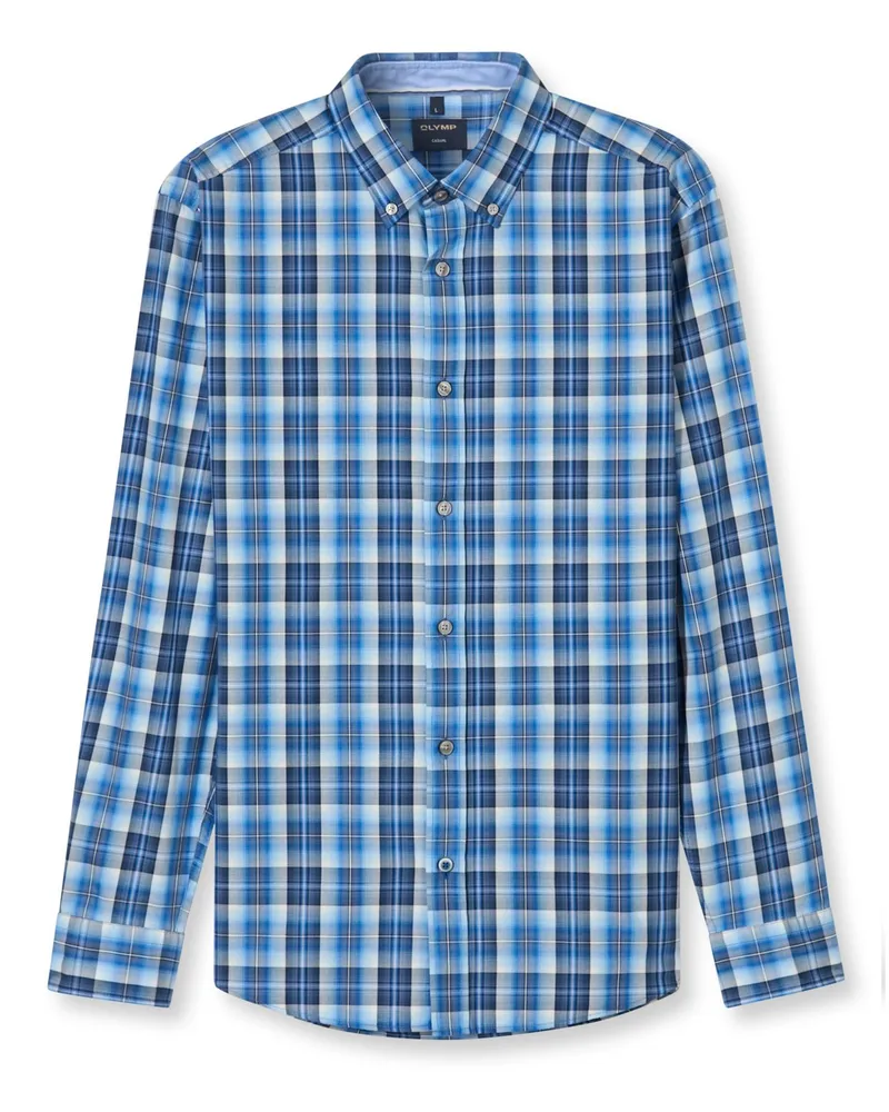 Olymp Casual, Regular Fit, Baumwollhemd mit Tartanmuster in Blau