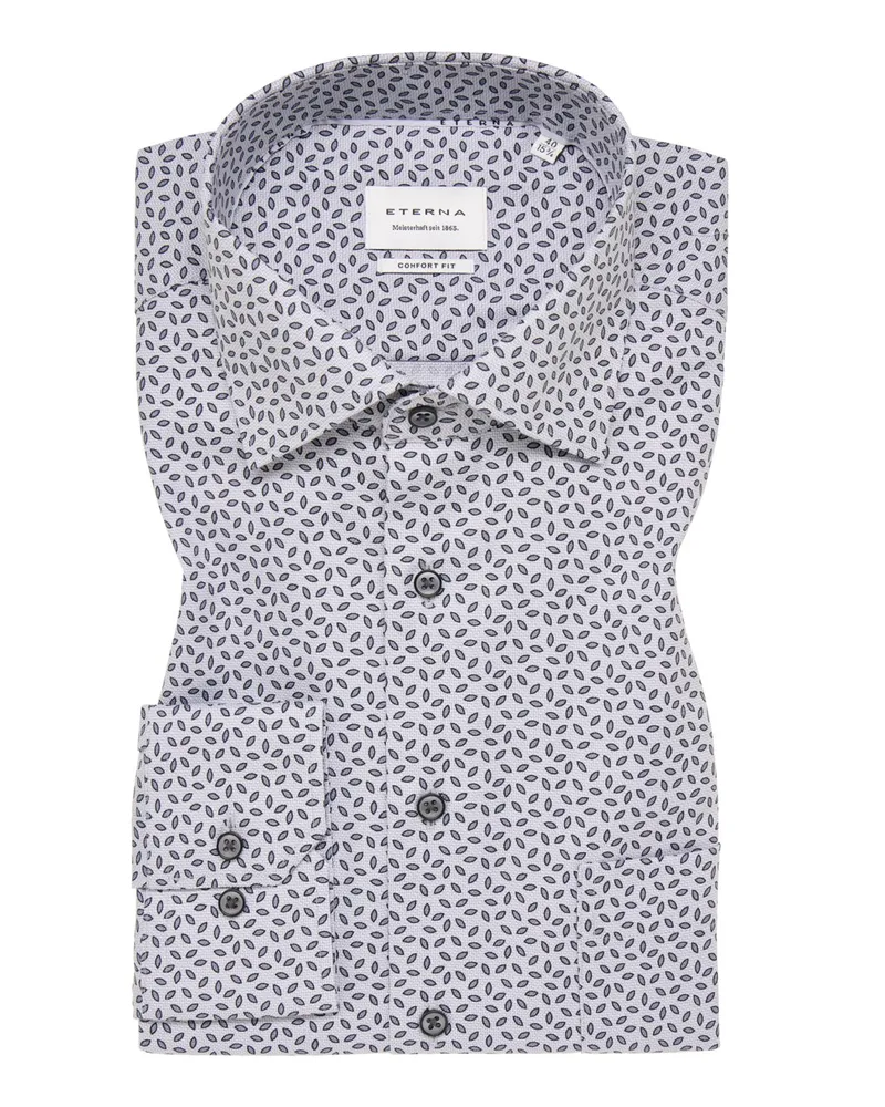 Eterna Hemd mit Allover-Print, Modern Fit in Silber