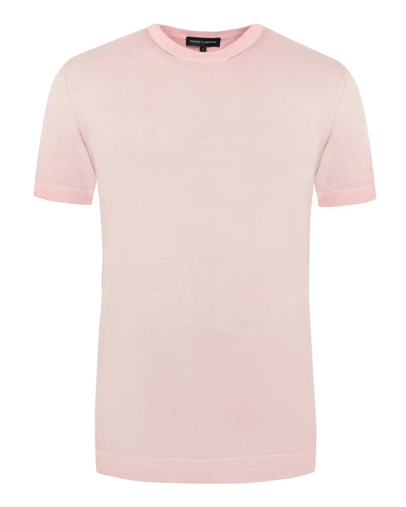 Trusted Handwork Strick-T-Shirt aus Pima Baumwolle mit O-Neck in Rosenrot