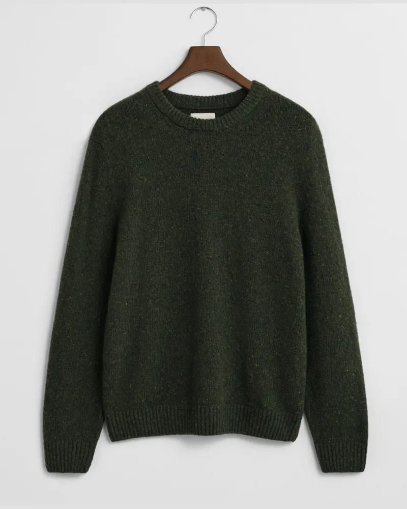 Gant Pullover aus einem recycelten Wollstrick mit Struktur, Regular Fit in Dunkelgrün